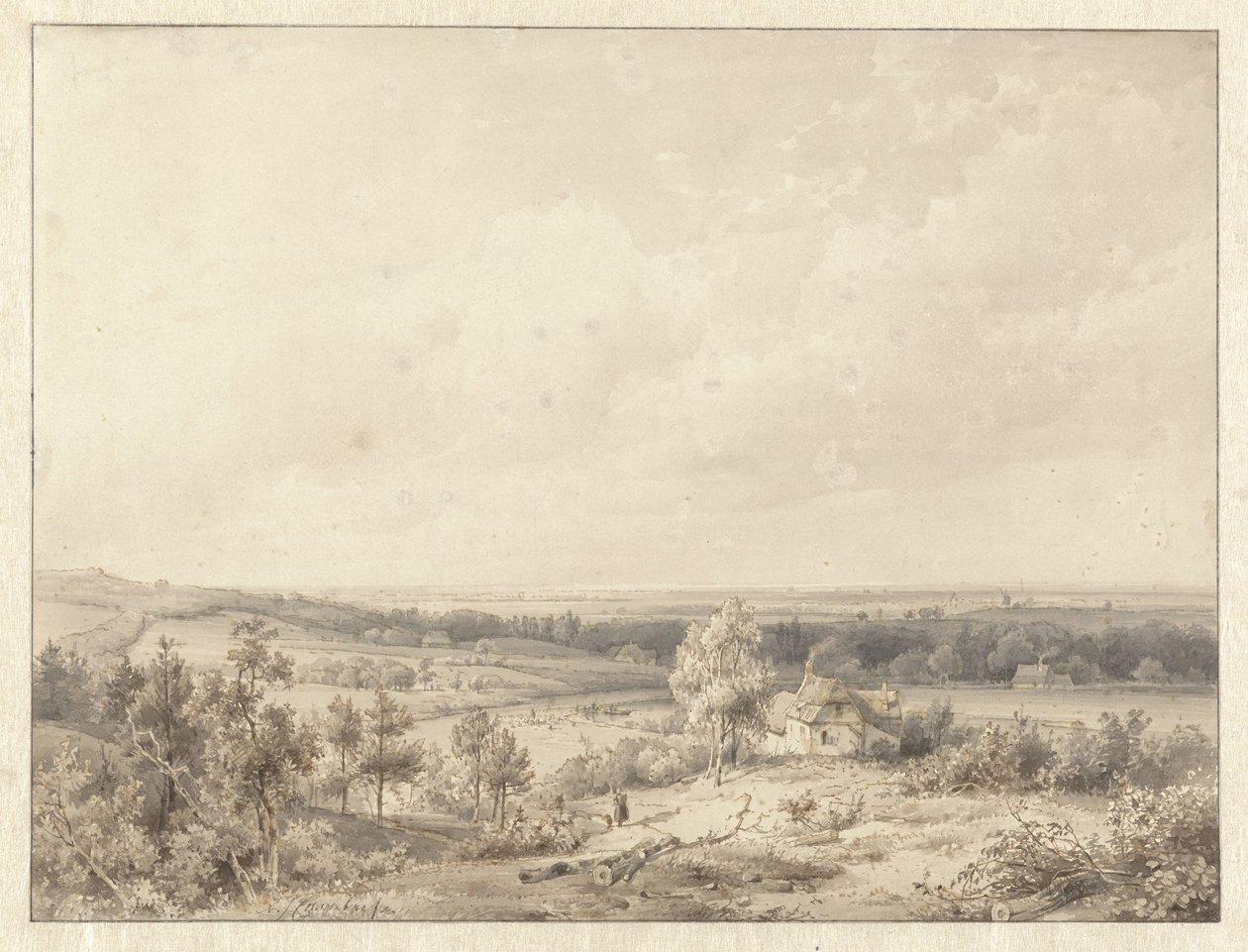 Pohled na Alkmaar z duny v Schoorl od Abraham Johannes Couwenberg