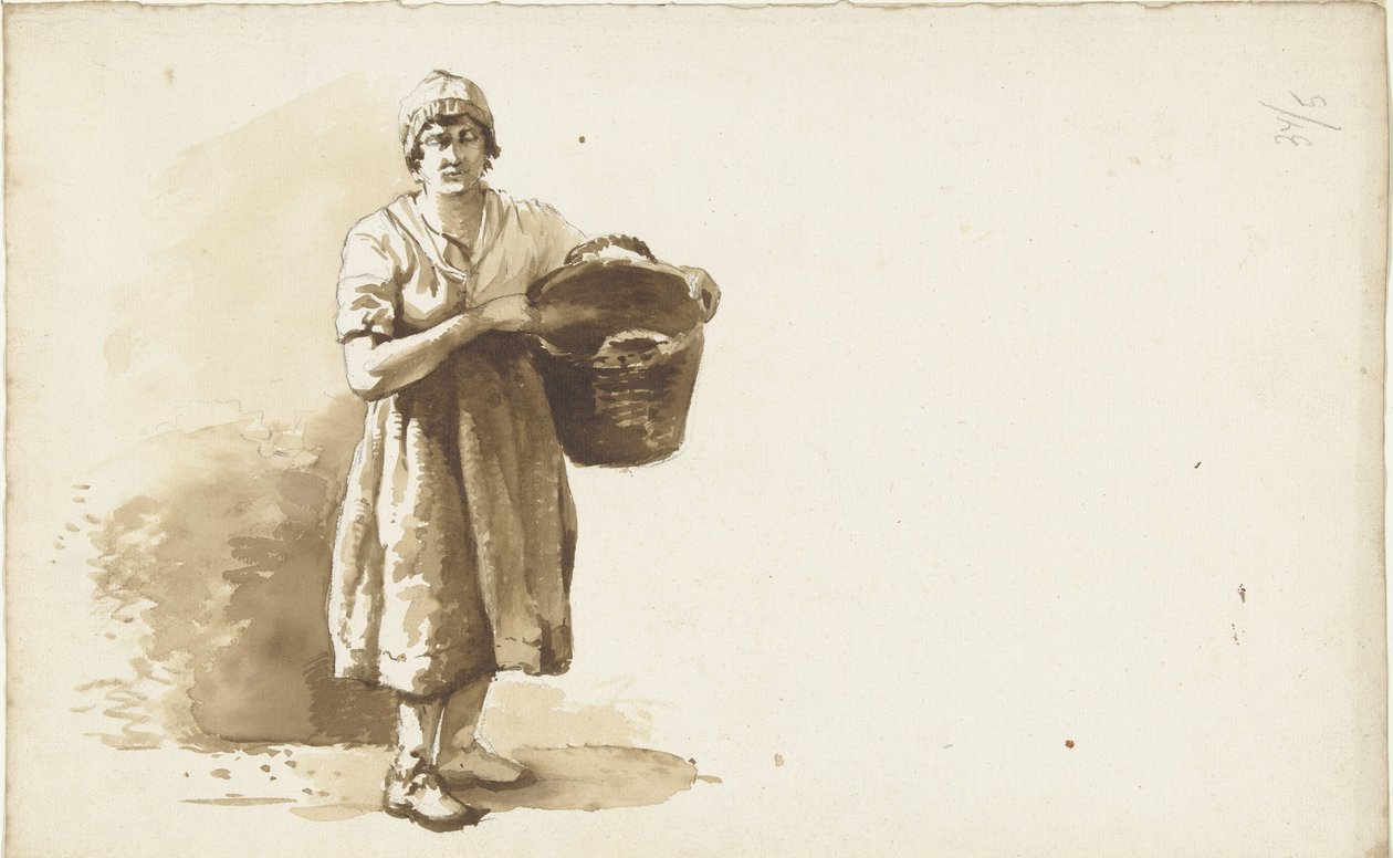 Studie ženy s košíkem pod paží od Abraham Johannes Ruytenschildt