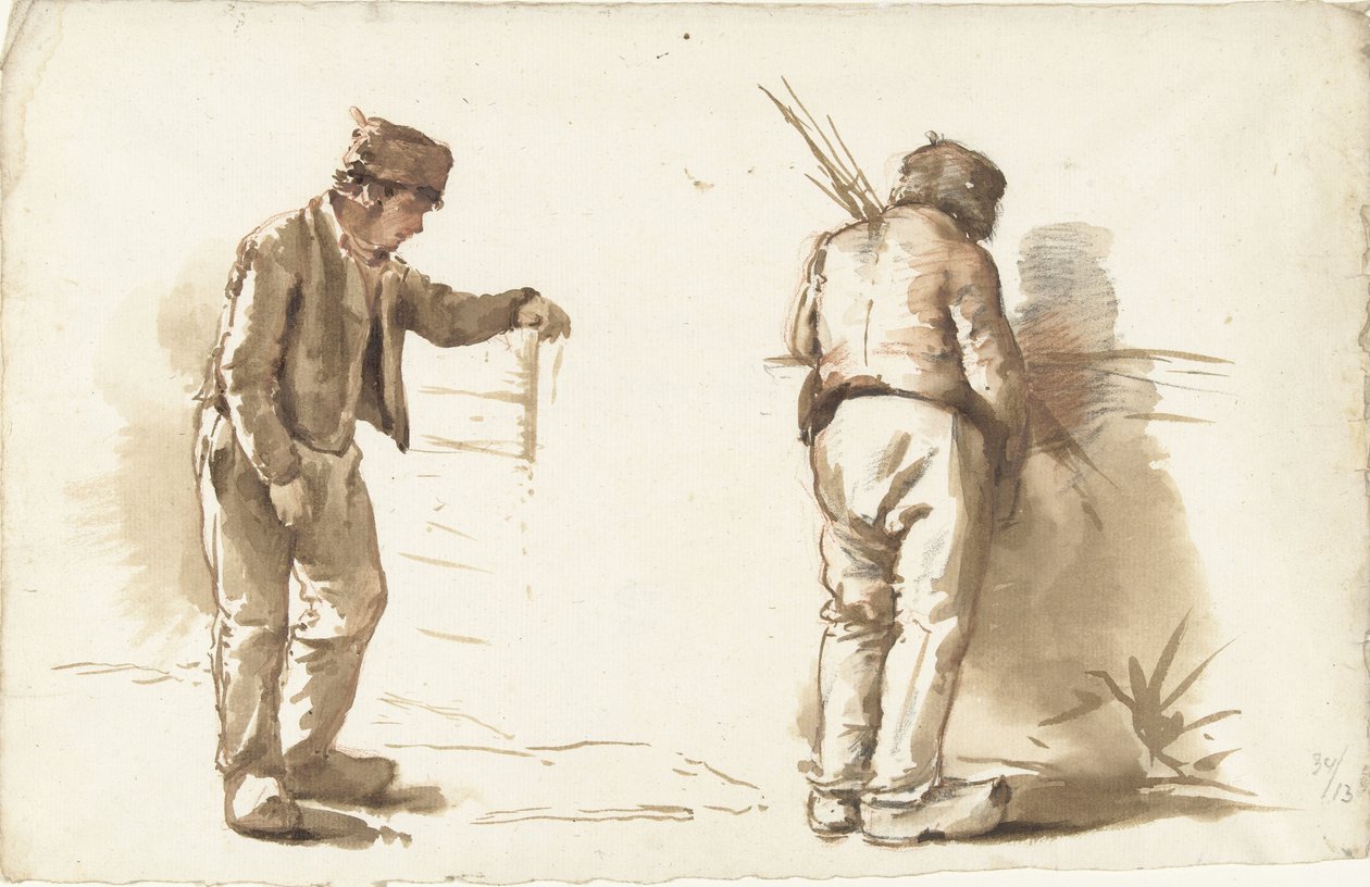 Dvě studie stojícího muže od Abraham Johannes Ruytenschildt