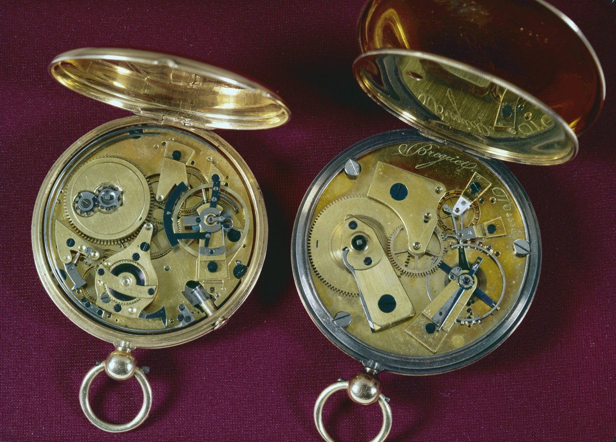 Dvoje hodinky, vyrobené v Paříži (zlaté) od Abraham Louis Breguet