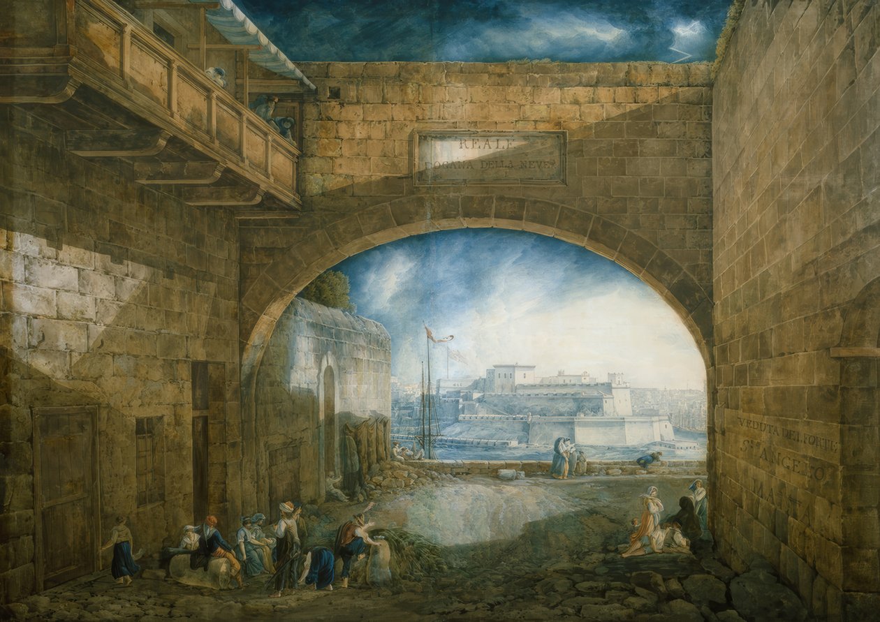 Pevnost Fort St. Angelo na Maltě od Abraham Louis Rodolphe Ducros