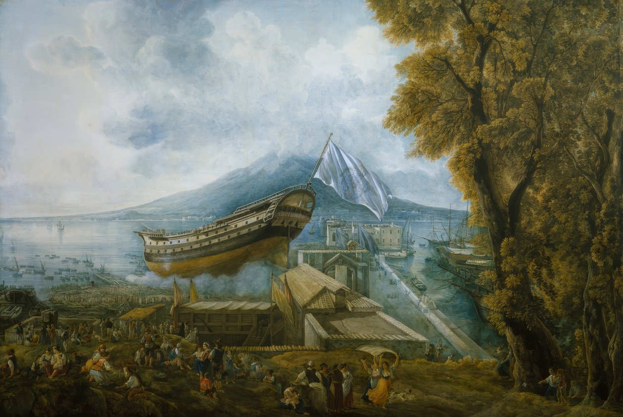 Spuštění lodi "Archimede" na vodu od Abraham Louis Rodolphe Ducros