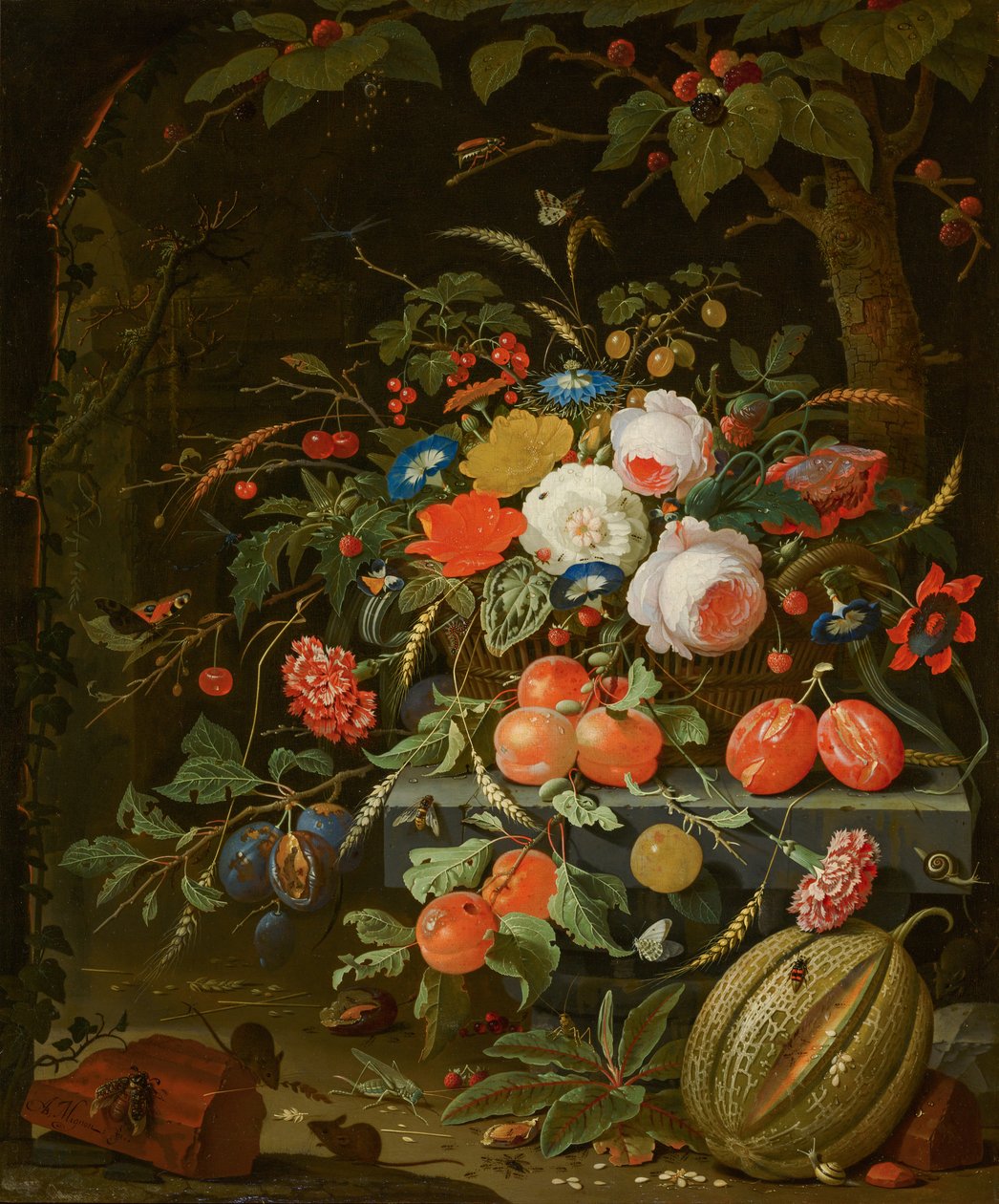 Květiny a ovoce od Abraham Mignon