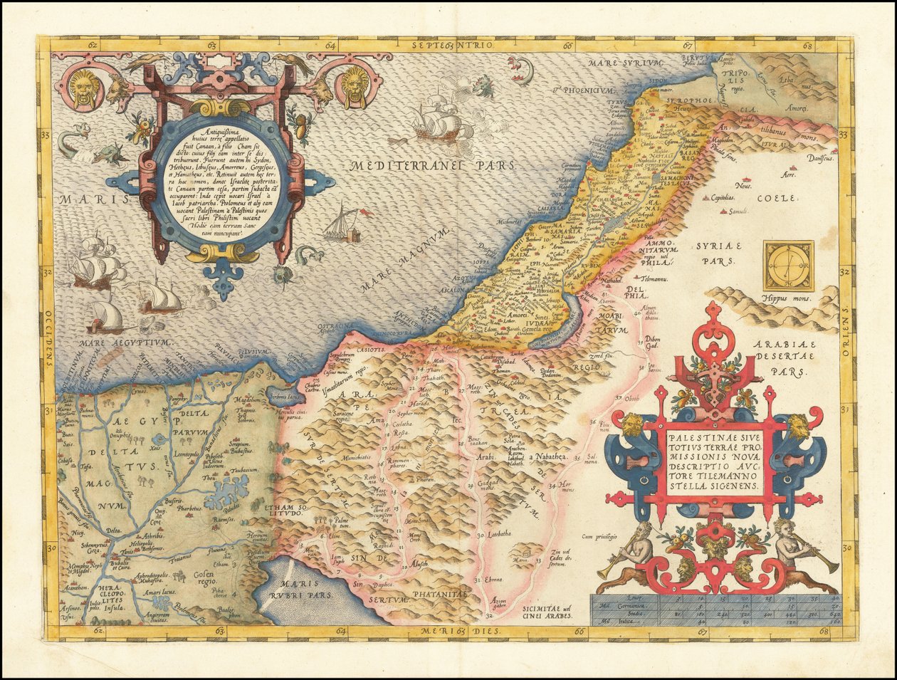 Mapa Palestiny od Abrahama Ortelia z roku 1573 od Abraham Ortelius