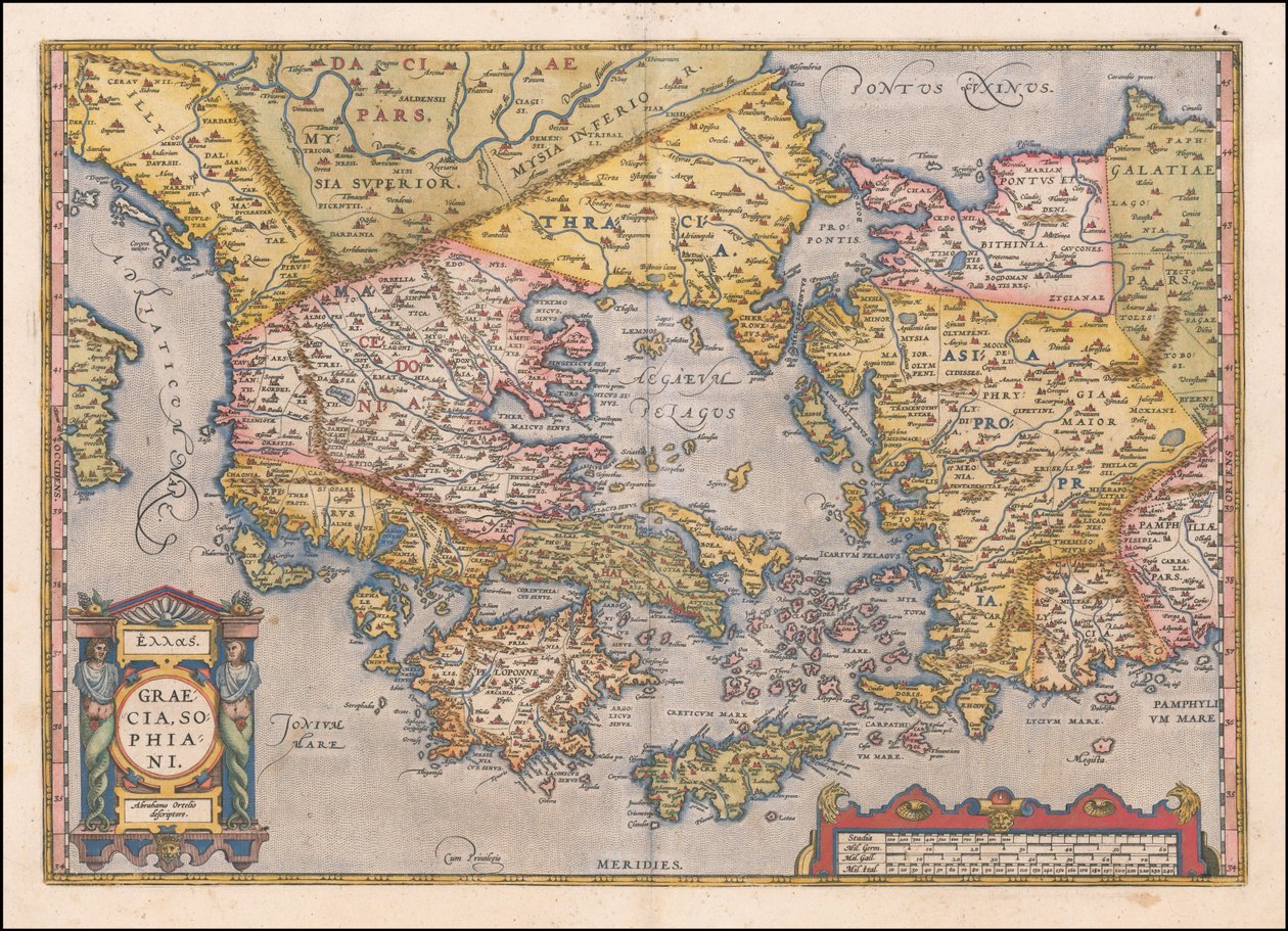 Mapa Řecka a západního Turecka od Abrahama Ortelia z roku 1584 od Abraham Ortelius