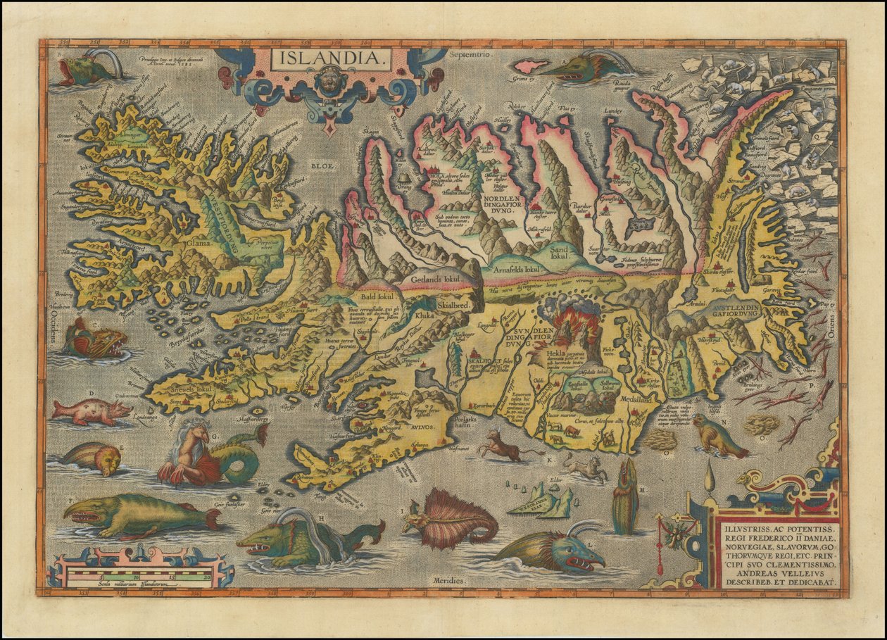 Mapa Islandu z roku 1591 od Abrahama Ortelia od Abraham Ortelius