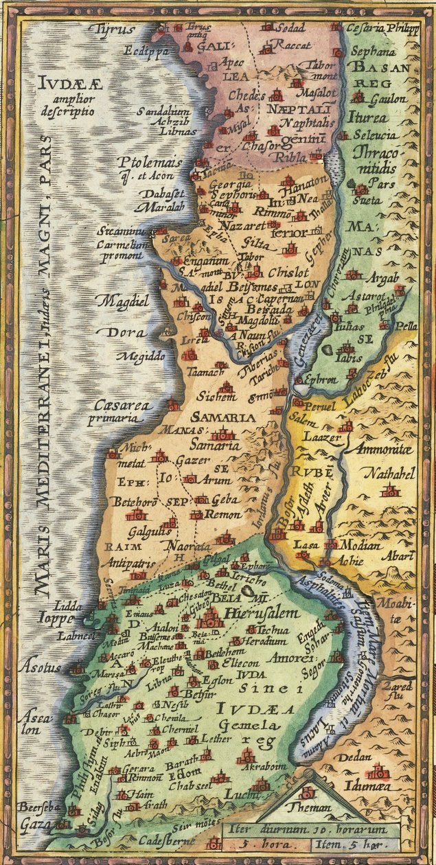 Detail mapy Svaté země z roku 1624 od Abrahama Ortelia od Abraham Ortelius