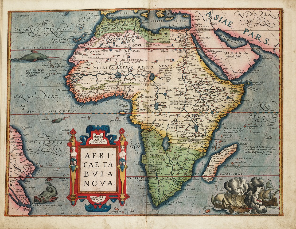 Nová mapa Afriky od Abraham Ortelius