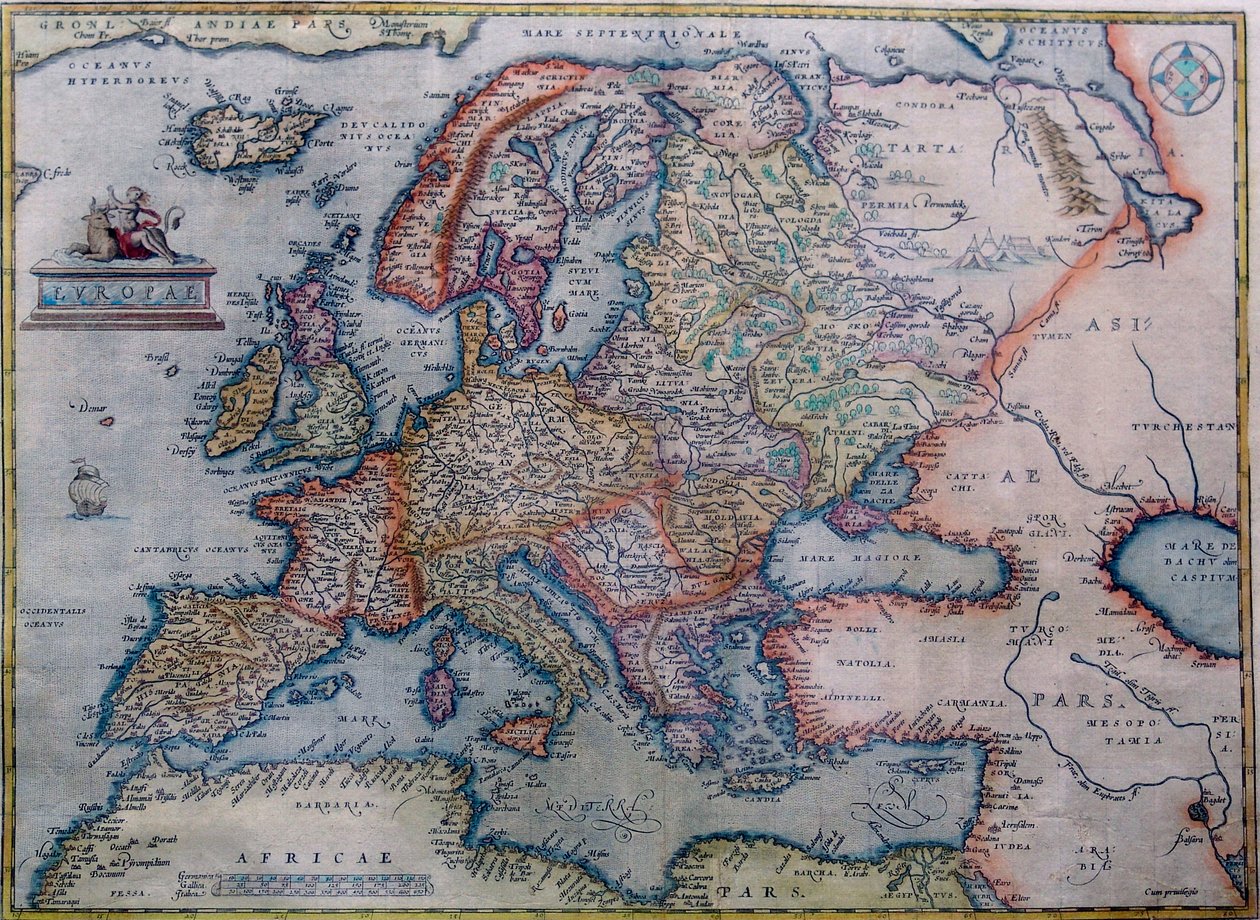 Abraham Ortelius Mapa Evropy od Abraham Ortelius