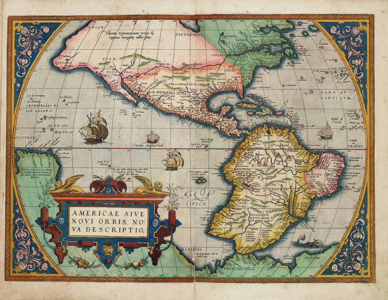 Americae Sive Novi Orbis, Nova Descriptio (Amerika neboli Nový svět, nově popsaný) od Abraham Ortelius