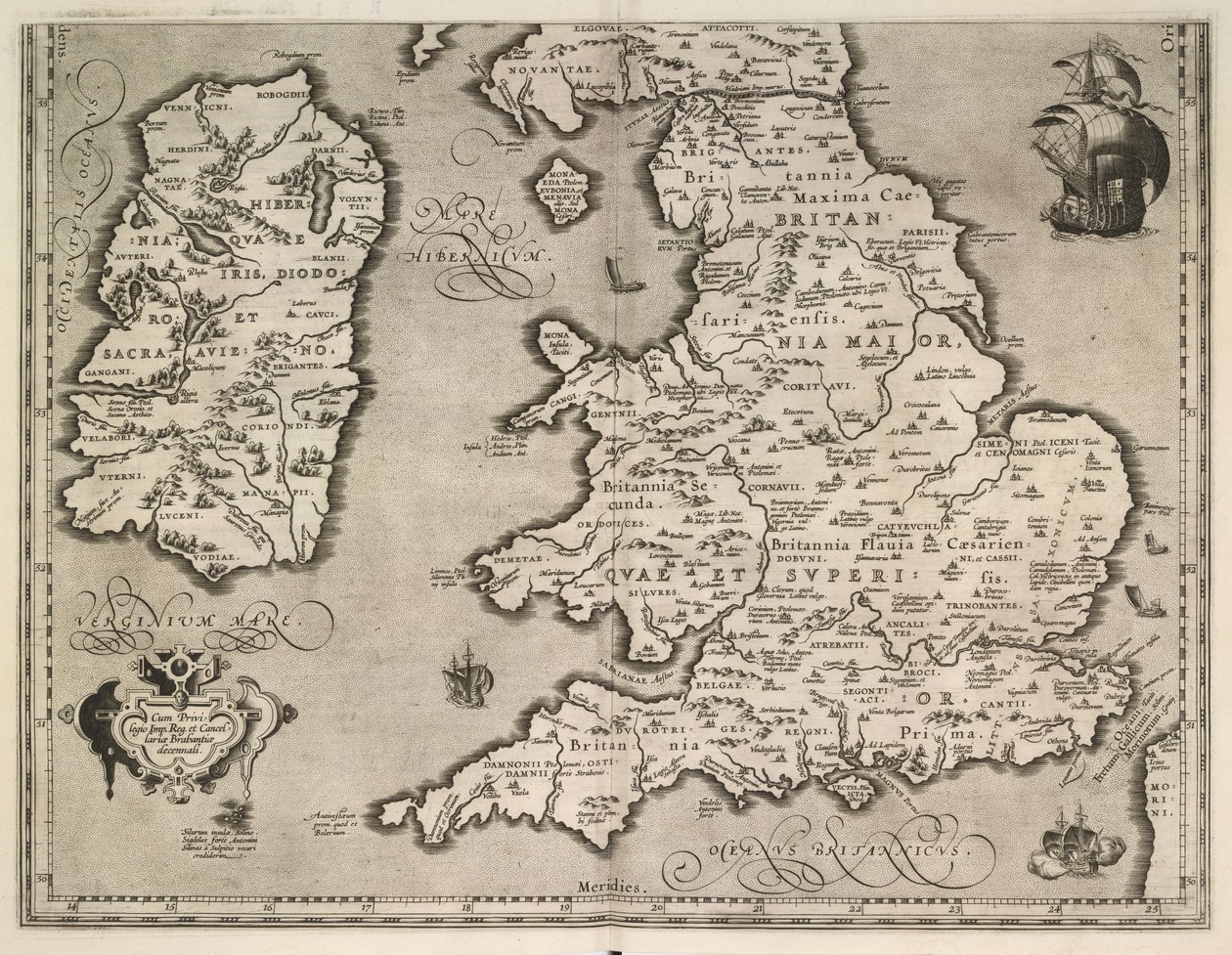 Starý popis Britských ostrovů od Abraham Ortelius