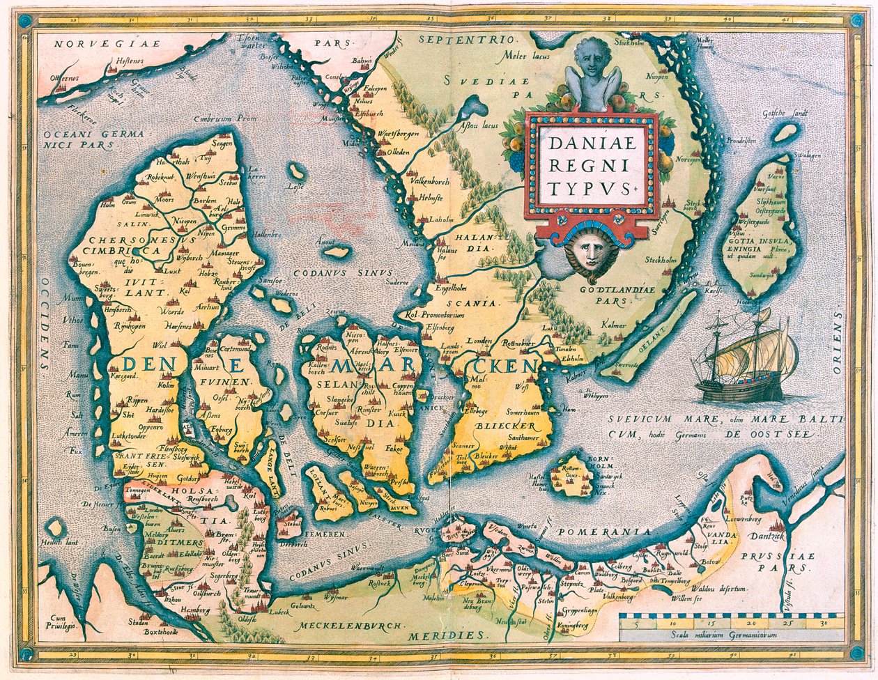 Dánsko, jižní Švédsko od Abraham Ortelius