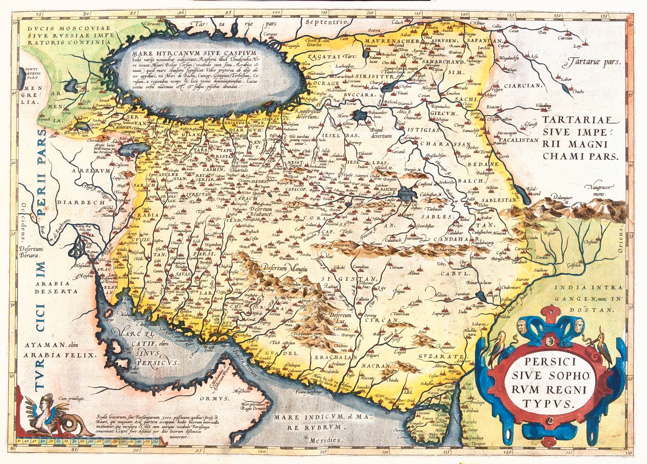 Írán, Pákistán, Afghánistán, Uzbekistán, Turkmenistán od Abraham Ortelius