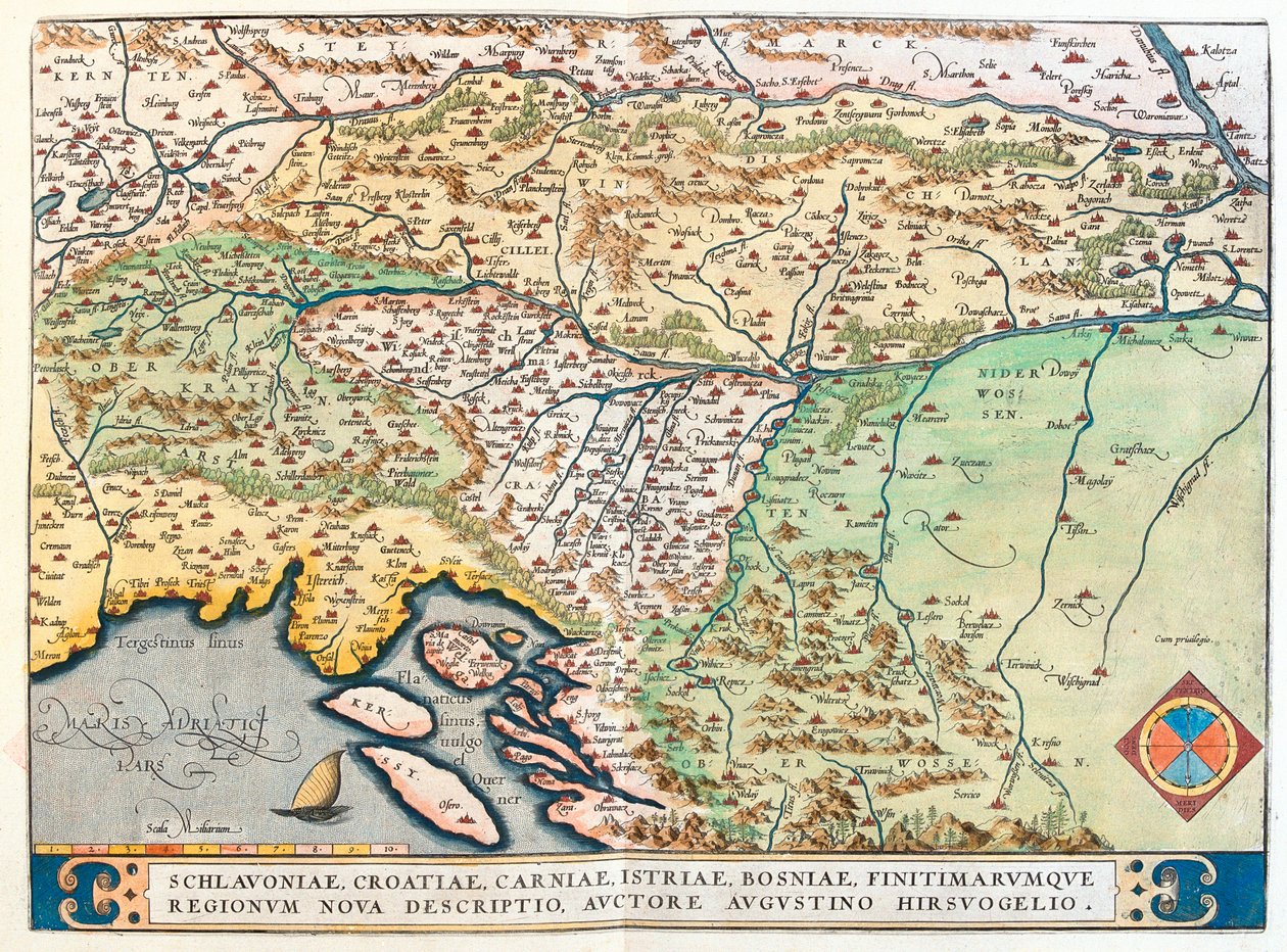 Itálie (region: Friuli-Venezia Giulia), Rakousko (spolkové země: Tyrolsko, Korutany), Slovinsko, severní Chorvatsko, střed a sever Bosny a Hercegoviny od Abraham Ortelius