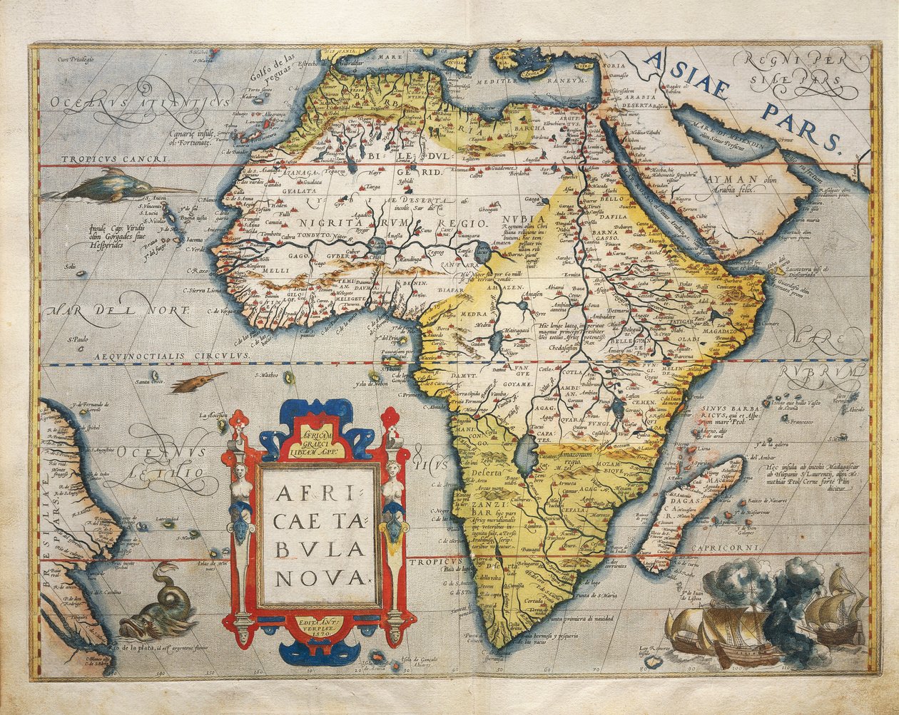 Mapa Afriky z Divadla světa od Abrahama Ortelia od Abraham Ortelius