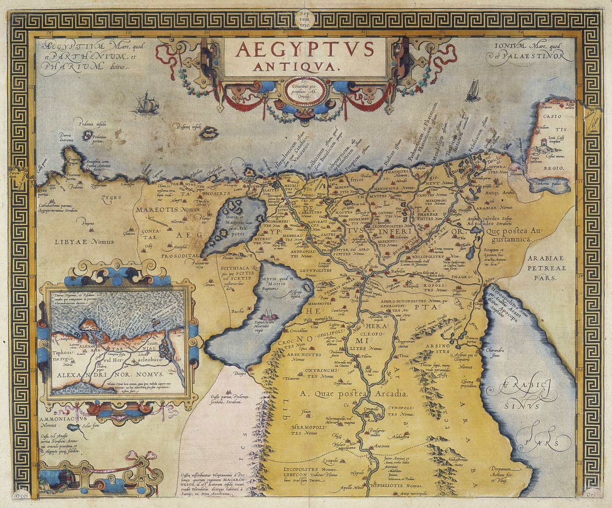 Mapa starověkého Egypta - Abraham Ortelius, Antverpy od Abraham Ortelius