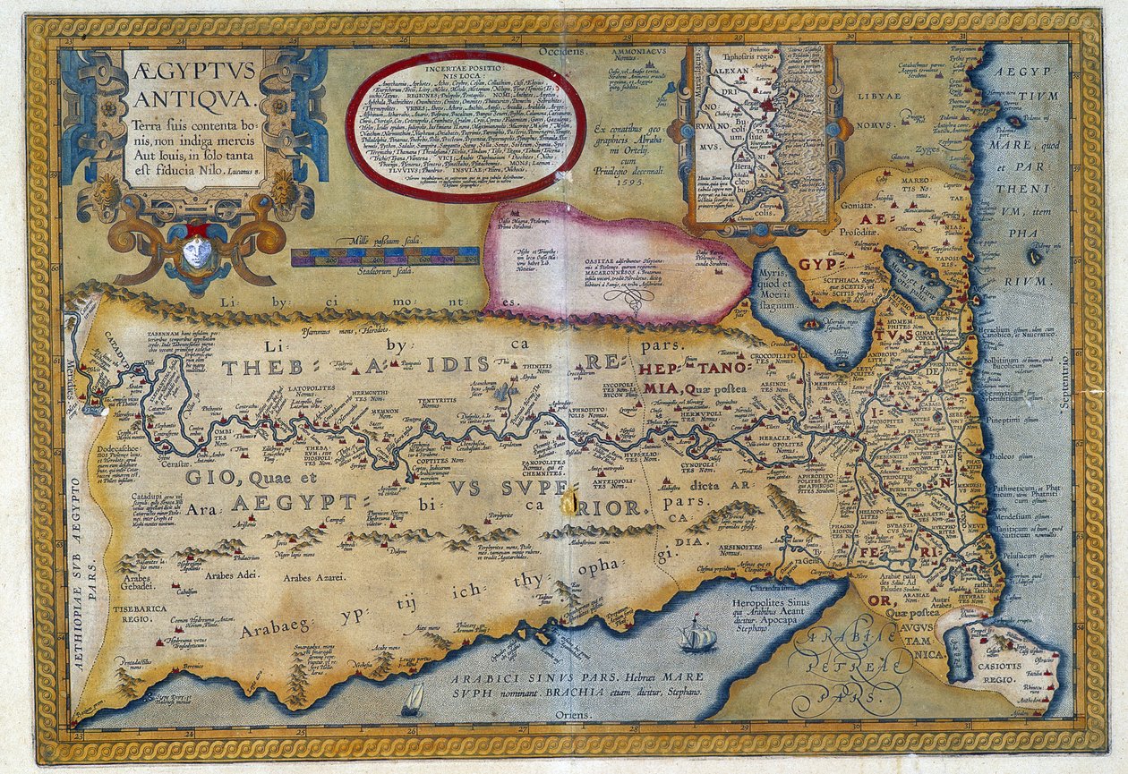 Mapa starověkého Egypta - Abraham Ortelius, Antverpy od Abraham Ortelius