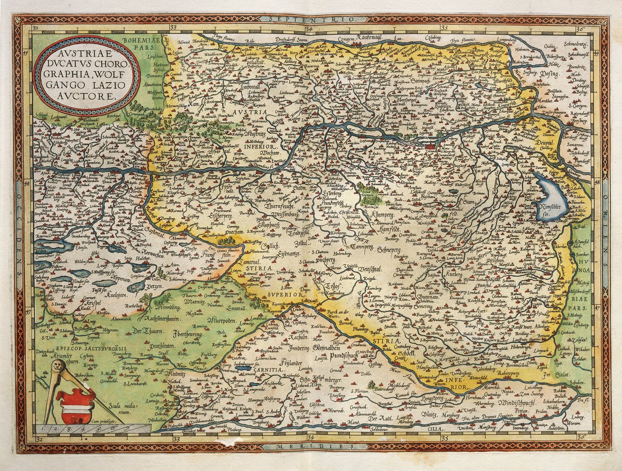 Mapa Rakouska, z Theatrum Orbis Terrarum od Abrahama Ortelia od Abraham Ortelius