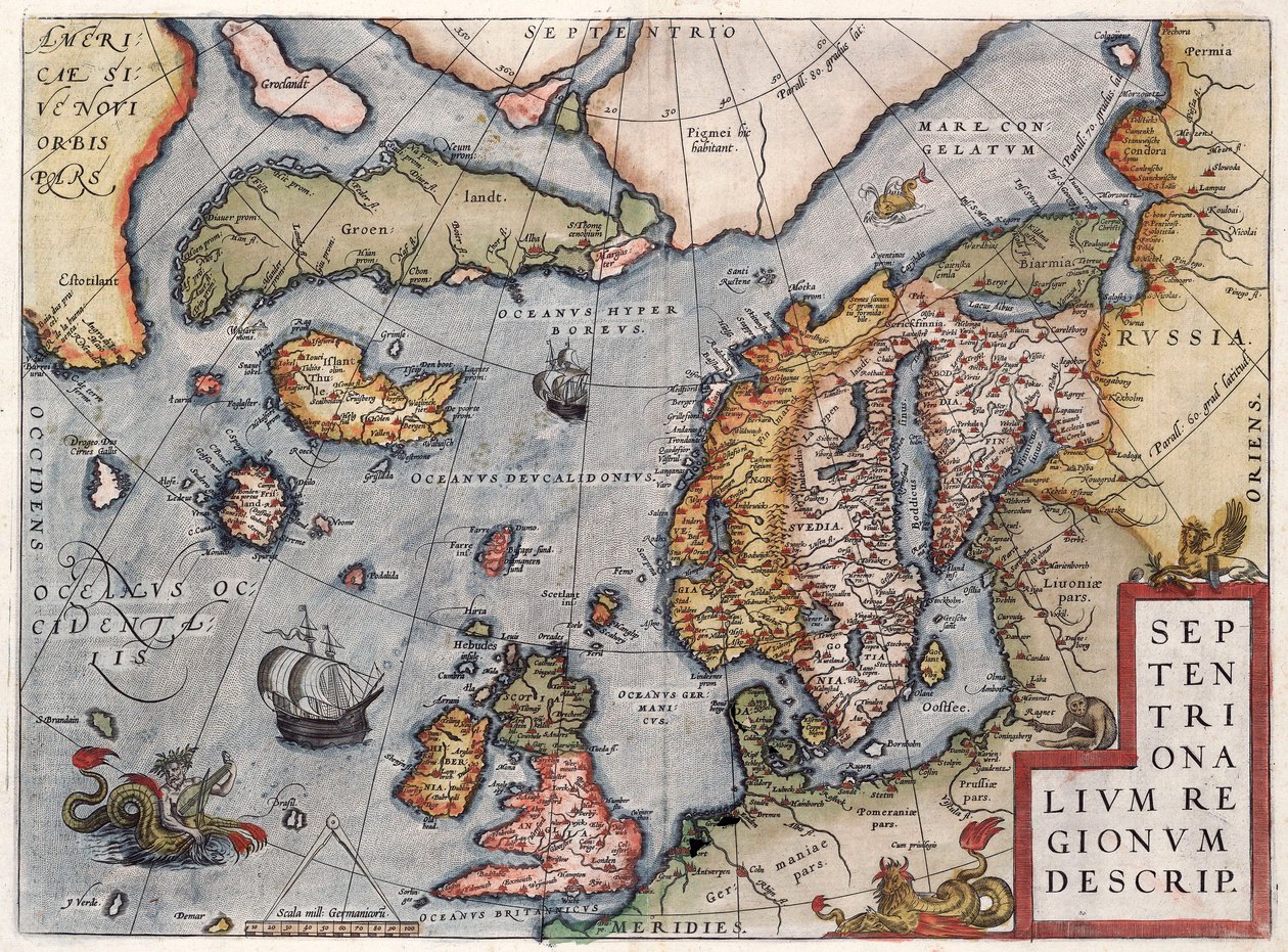 Orteliova mapa Evropy od Abraham Ortelius