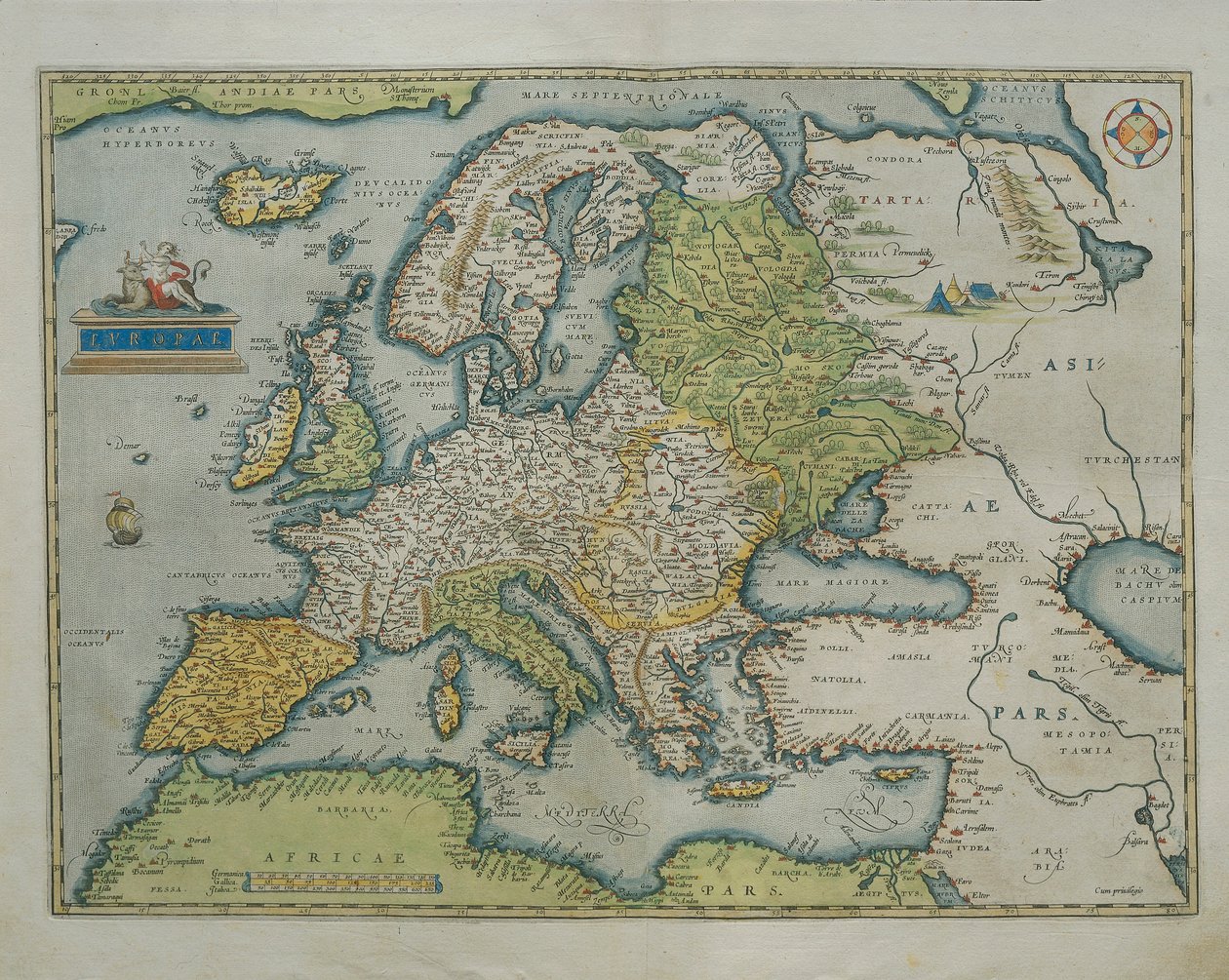 Mapa Evropy, z Divadla světa od Abrahama Ortelia od Abraham Ortelius