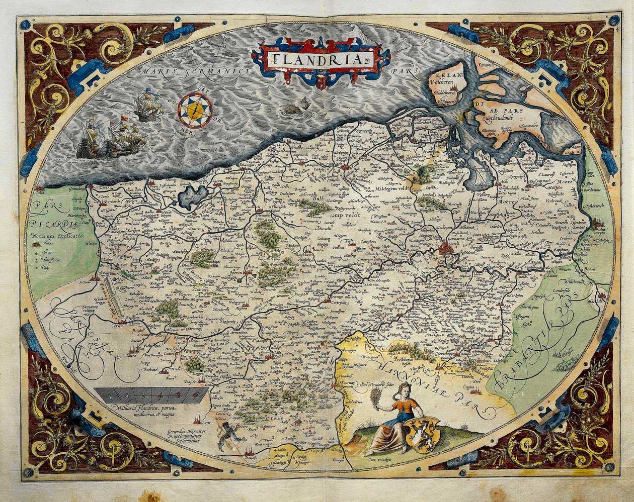 Mapa Flander, z Divadla světa od Abrahama Ortelia od Abraham Ortelius