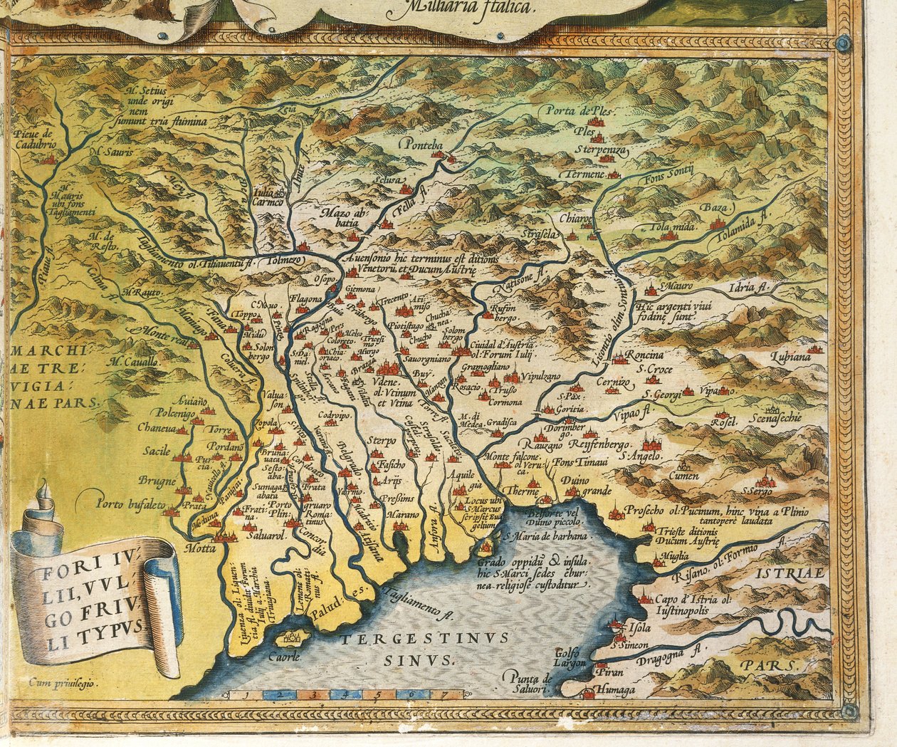 Mapa regionu Friuli Venezia Giulia, z Theatrum Orbis Terrarum od Abrahama Orteliuse od Abraham Ortelius