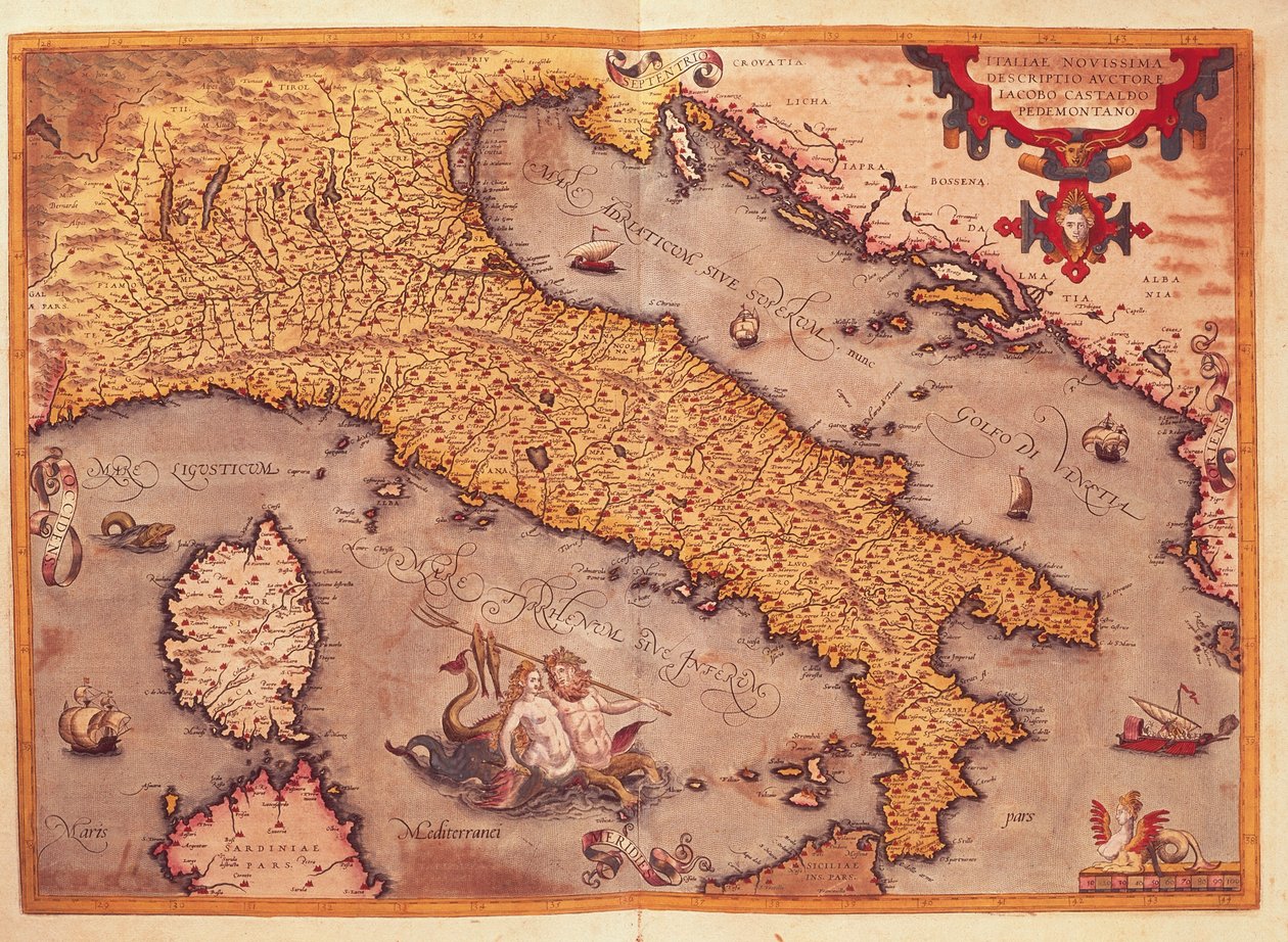 Mapa Itálie z Divadla světa od Abrahama Ortelia od Abraham Ortelius