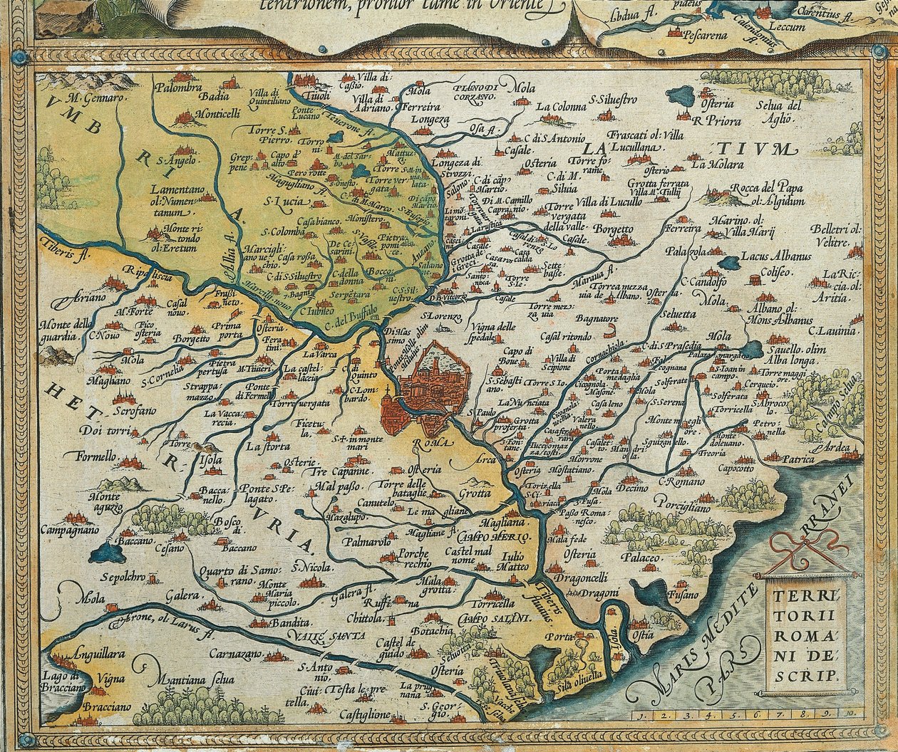Mapa regionu Lazio, z Divadla světa od Abrahama Ortelia od Abraham Ortelius