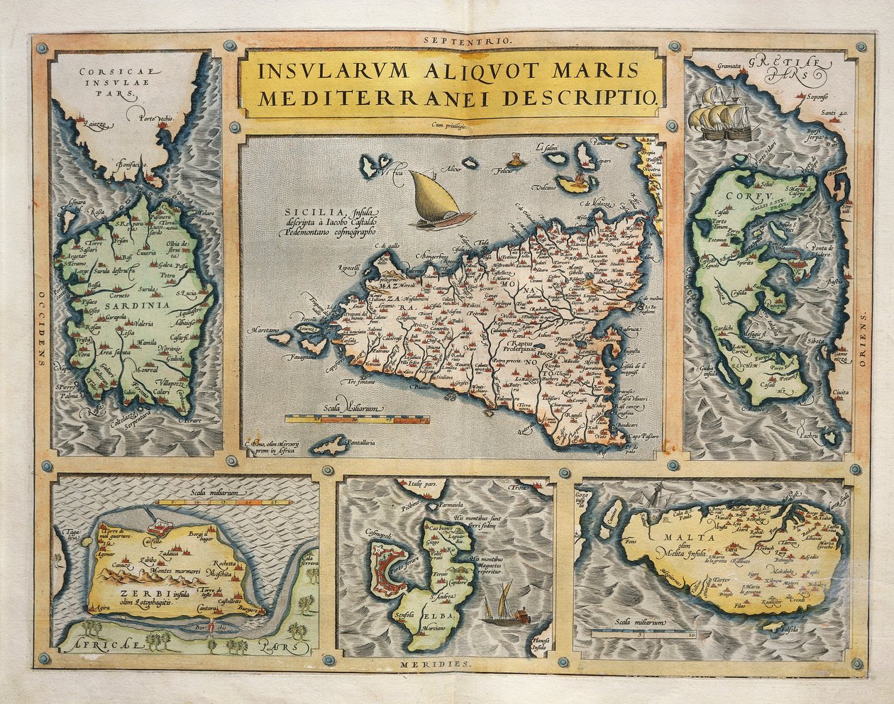 Mapa středomořských ostrovů od Abraham Ortelius