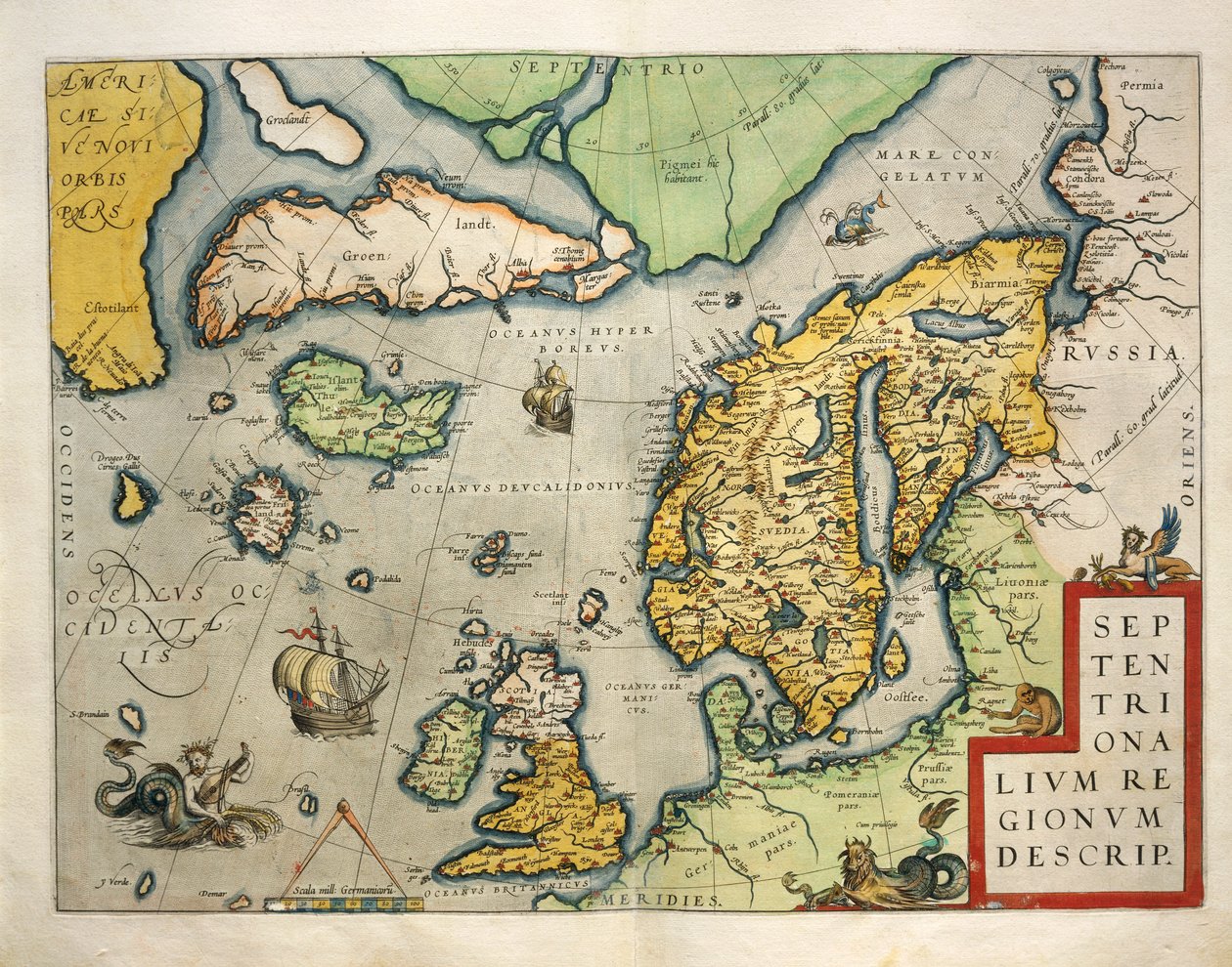 Mapa severní Evropy, ze Světového divadla od Abrahama Ortelia od Abraham Ortelius