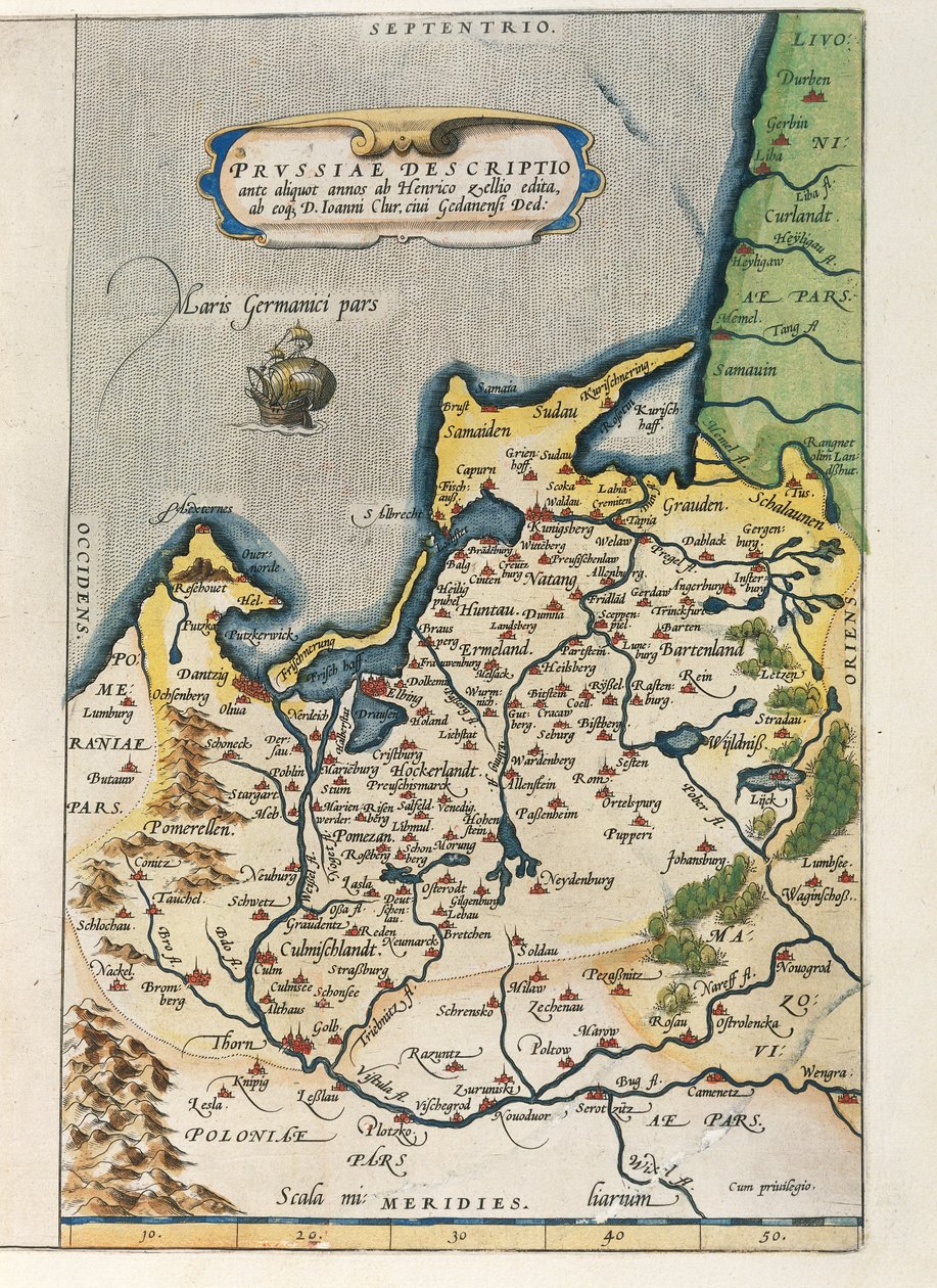 Mapa Pruska, ze Světového divadla od Abrahama Ortelia od Abraham Ortelius