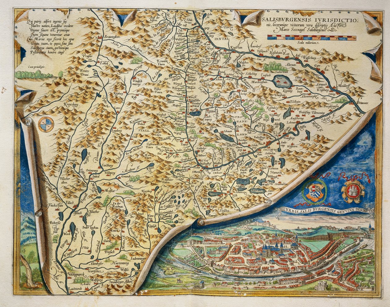 Mapa salcburské diecéze, Rakousko, z Theatrum Orbis Terrarum od Abrahama Orteliuse od Abraham Ortelius