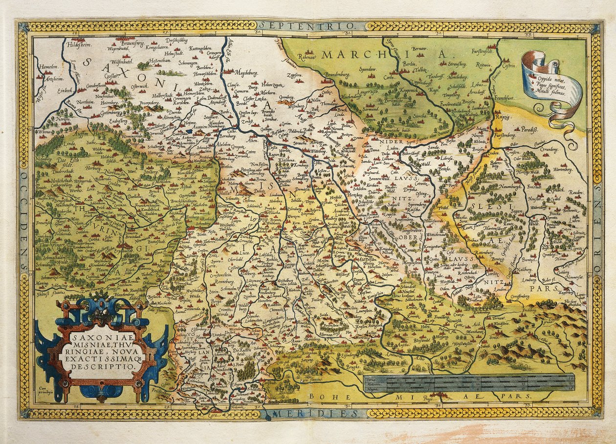 Mapa Saska, z Divadla světa od Abrahama Ortelia od Abraham Ortelius