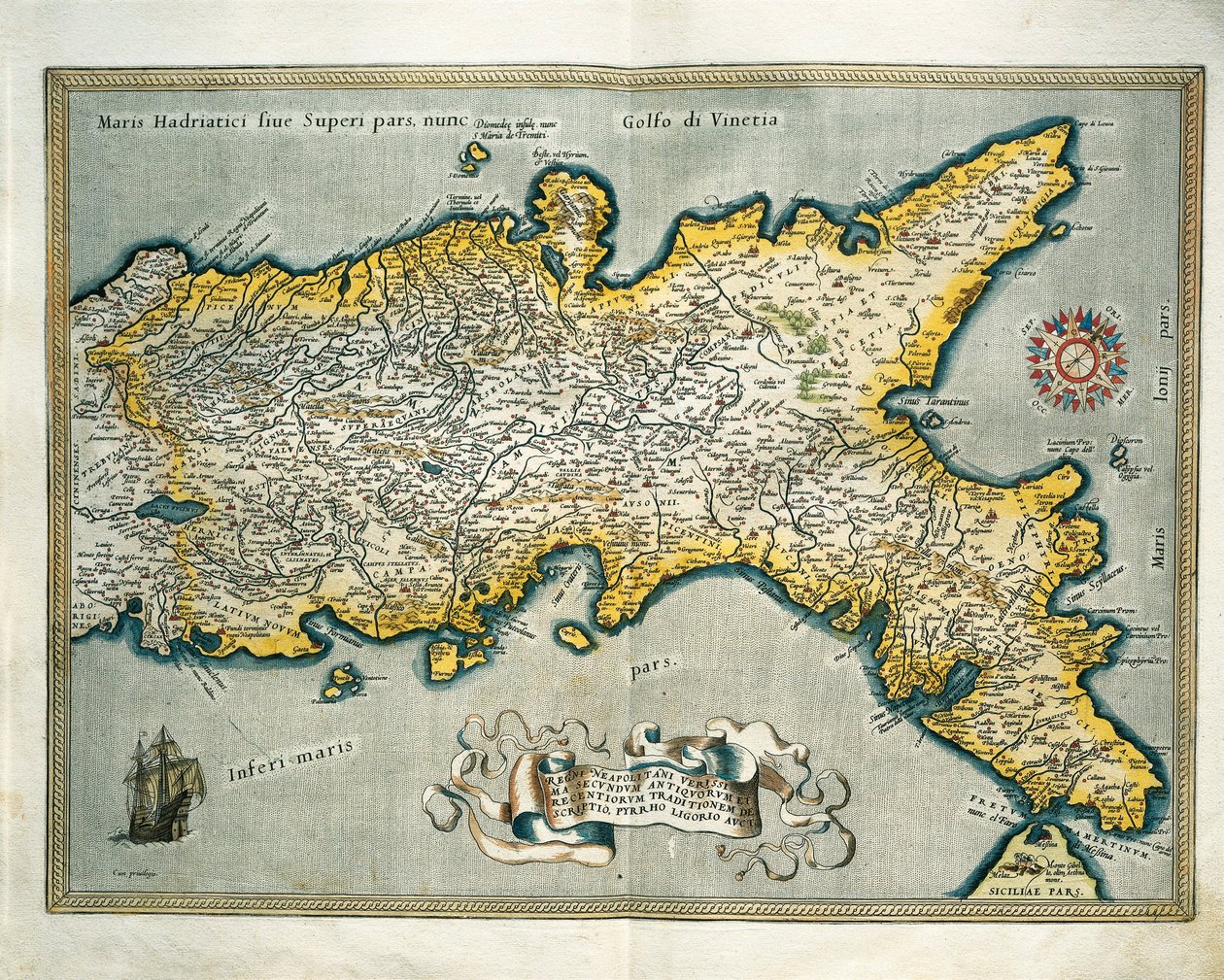 Mapa Neapolského království, Itálie, z Theatrum Orbis Terrarum od Abrahama Ortelia od Abraham Ortelius
