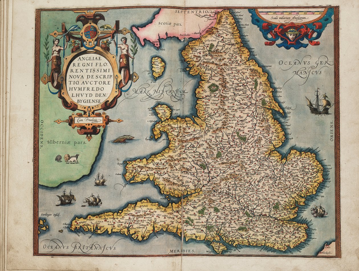 Nová mapa nejrozkvetlejšího anglického království od Humphreyho Lloyda z Denbighu od Abraham Ortelius