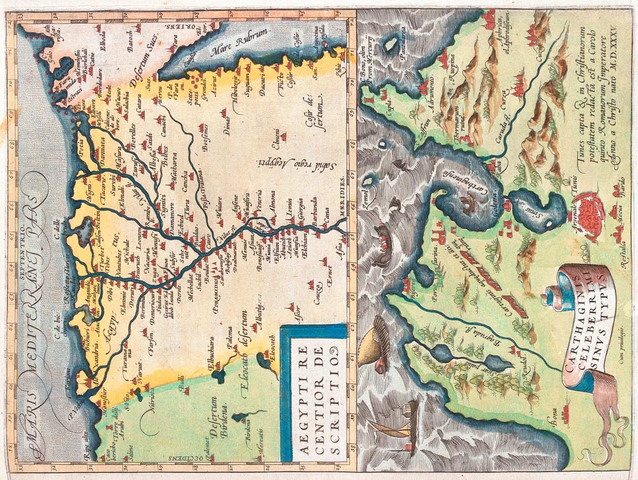 Severovýchodní Egypt, Tunis, Egypt, Tunisko od Abraham Ortelius
