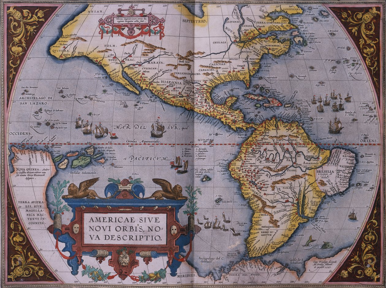 Ortelius mapa Nového světa od Abraham Ortelius