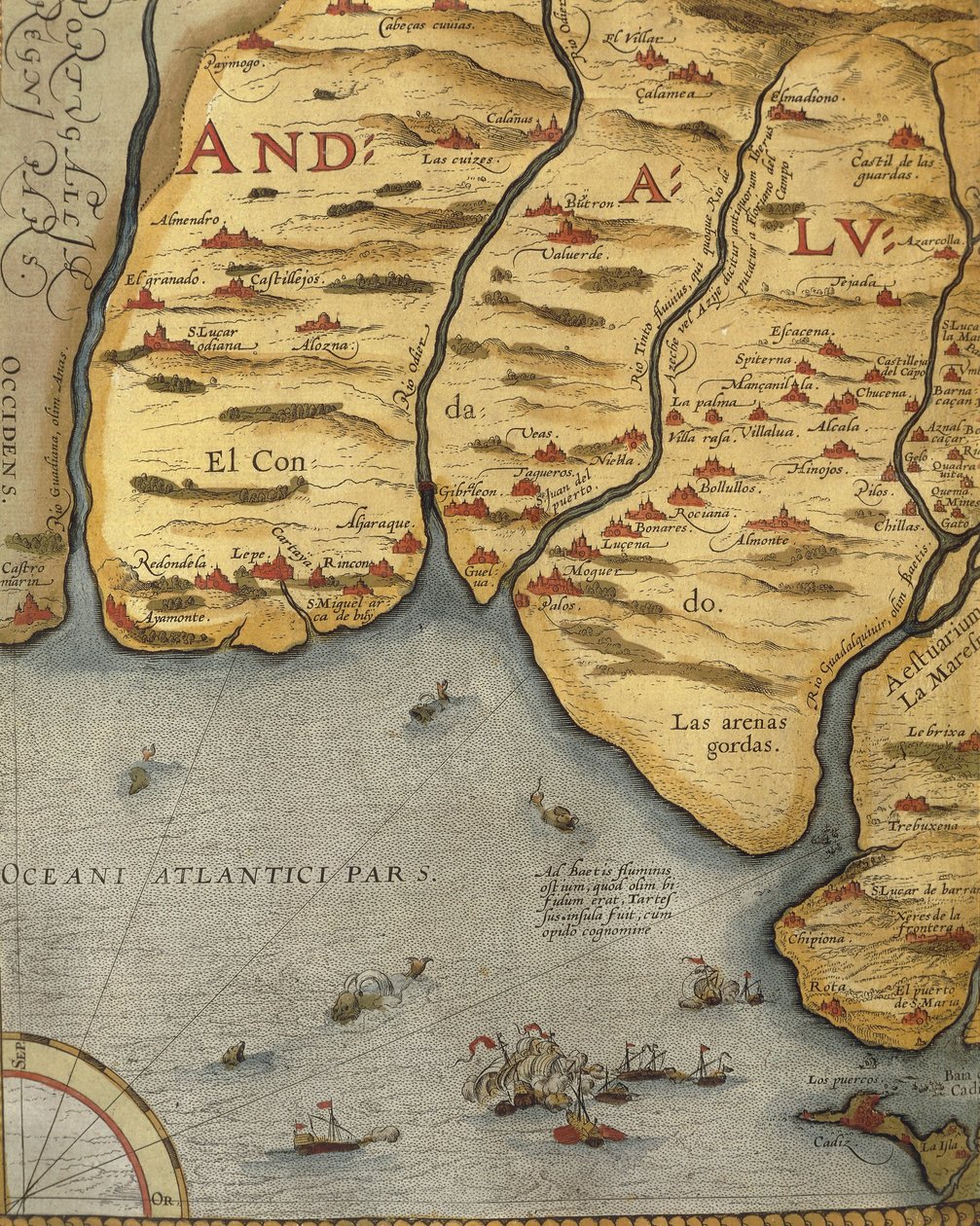 Přístav Palos v Andalusii, z knihy Theatrum Orbis Terrarum od Abrahama Ortelia od Abraham Ortelius
