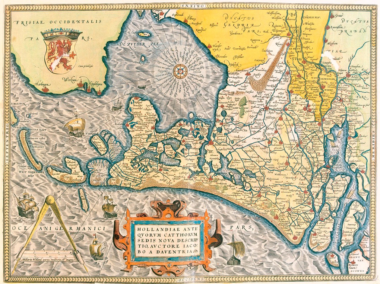 Provincie: Friesland, North Holland, South Holland, North Brabant, Limburg, Utrecht, Gelderland, Flevoland, Nizozemsko od Abraham Ortelius