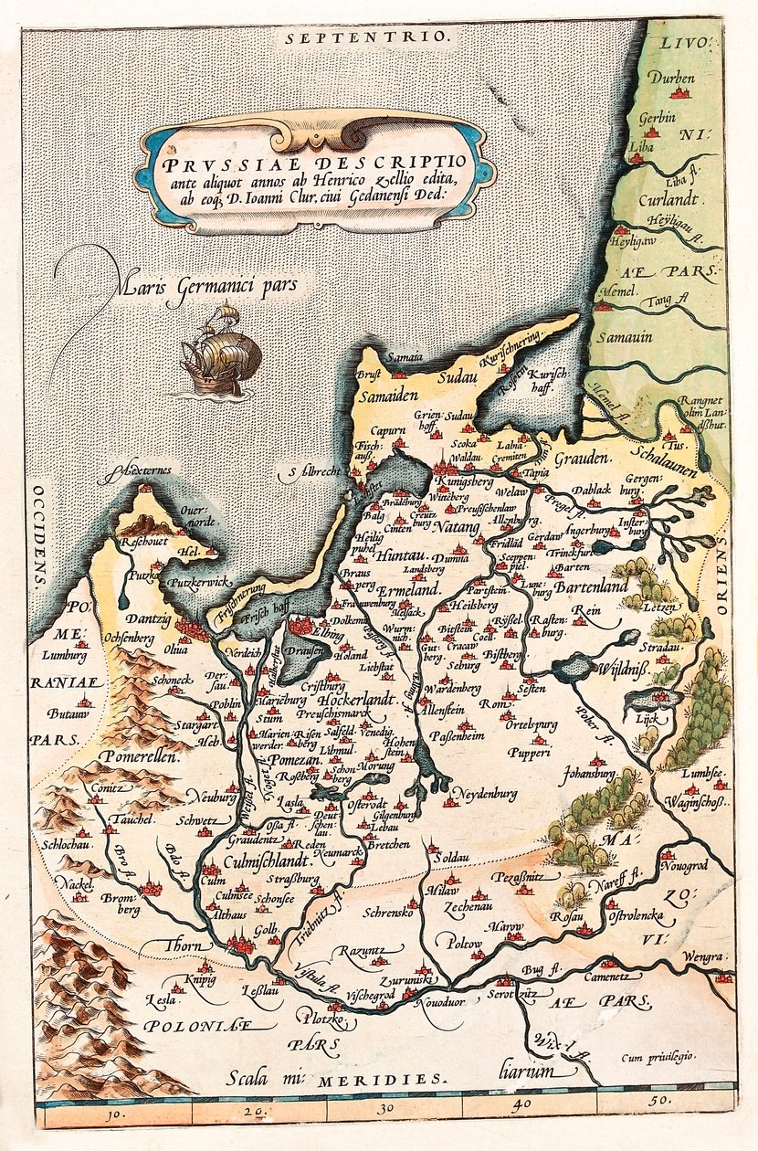 Thietmarsiae, Holsaticae regionální strany typus Geografie území severního Polska s městem Dantzig (Dantzig, Gdaňsk). od Abraham Ortelius
