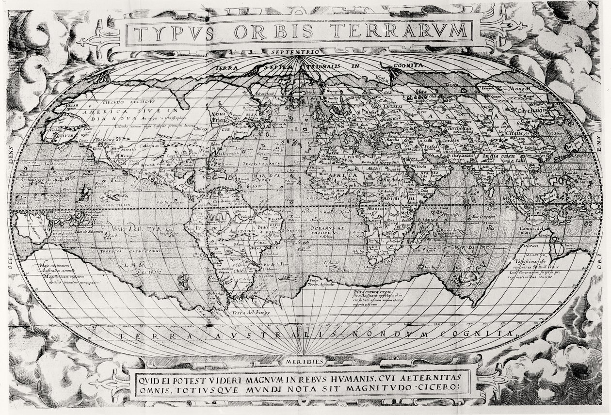 Mapa světa, mapa světa, 1577 od Abraham Ortelius