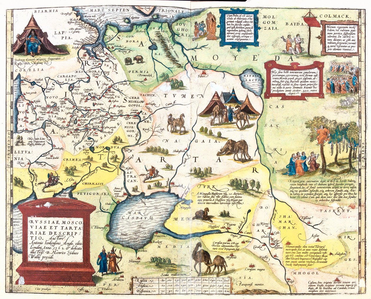 Západní Rusko, jihovýchodní Turecko, Arménie, Ázerbájdžán, severní Írán, Turkmenistán, Uzbekistán, západní Kazachstán. od Abraham Ortelius