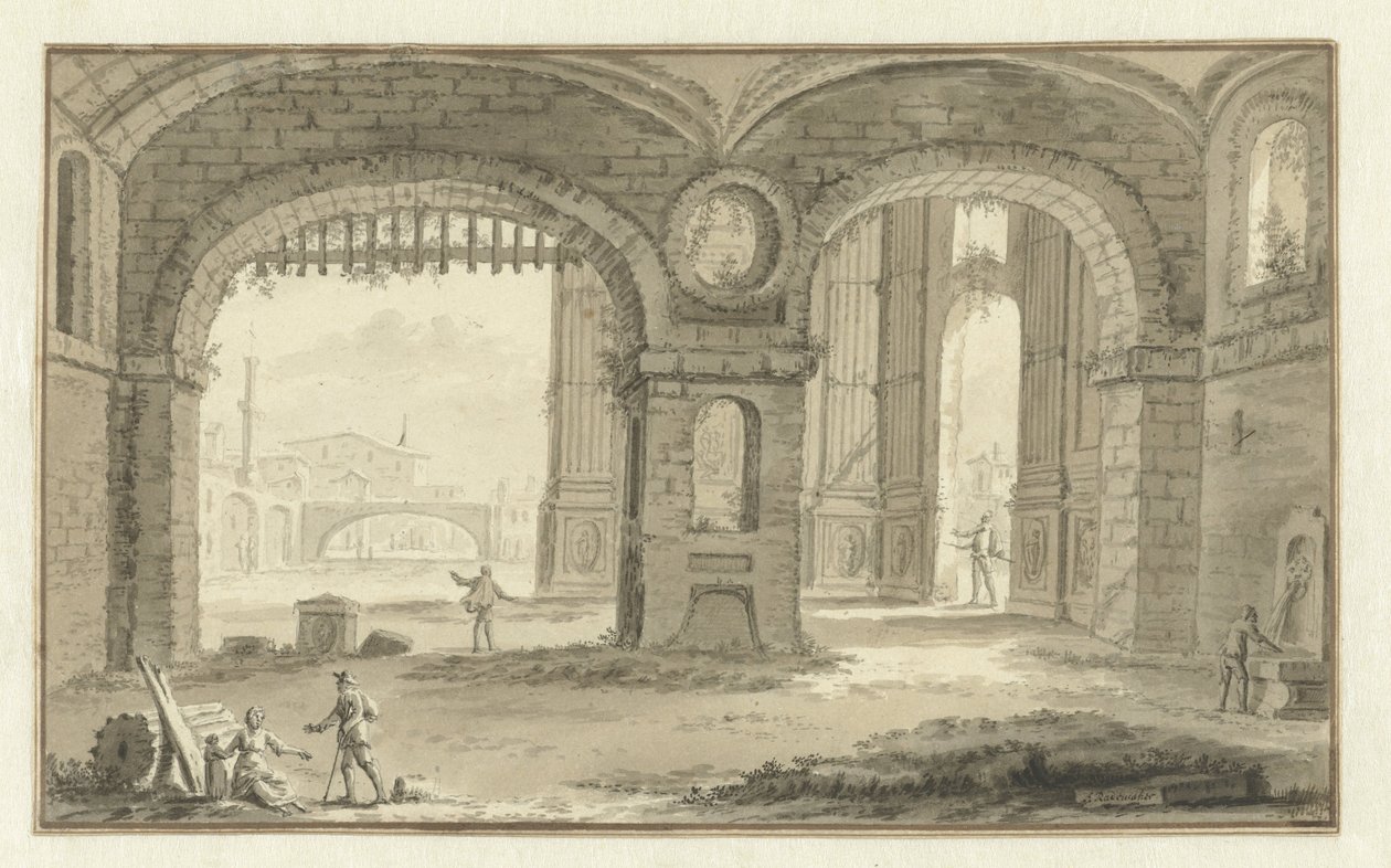 Fantazijní italské panoráma města s klasickými budovami od Abraham Rademaker