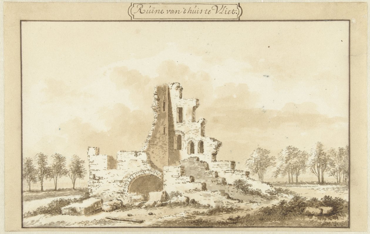 Ruiny domu ve Vliet, v Lopikkerwaard od Abraham Rademaker