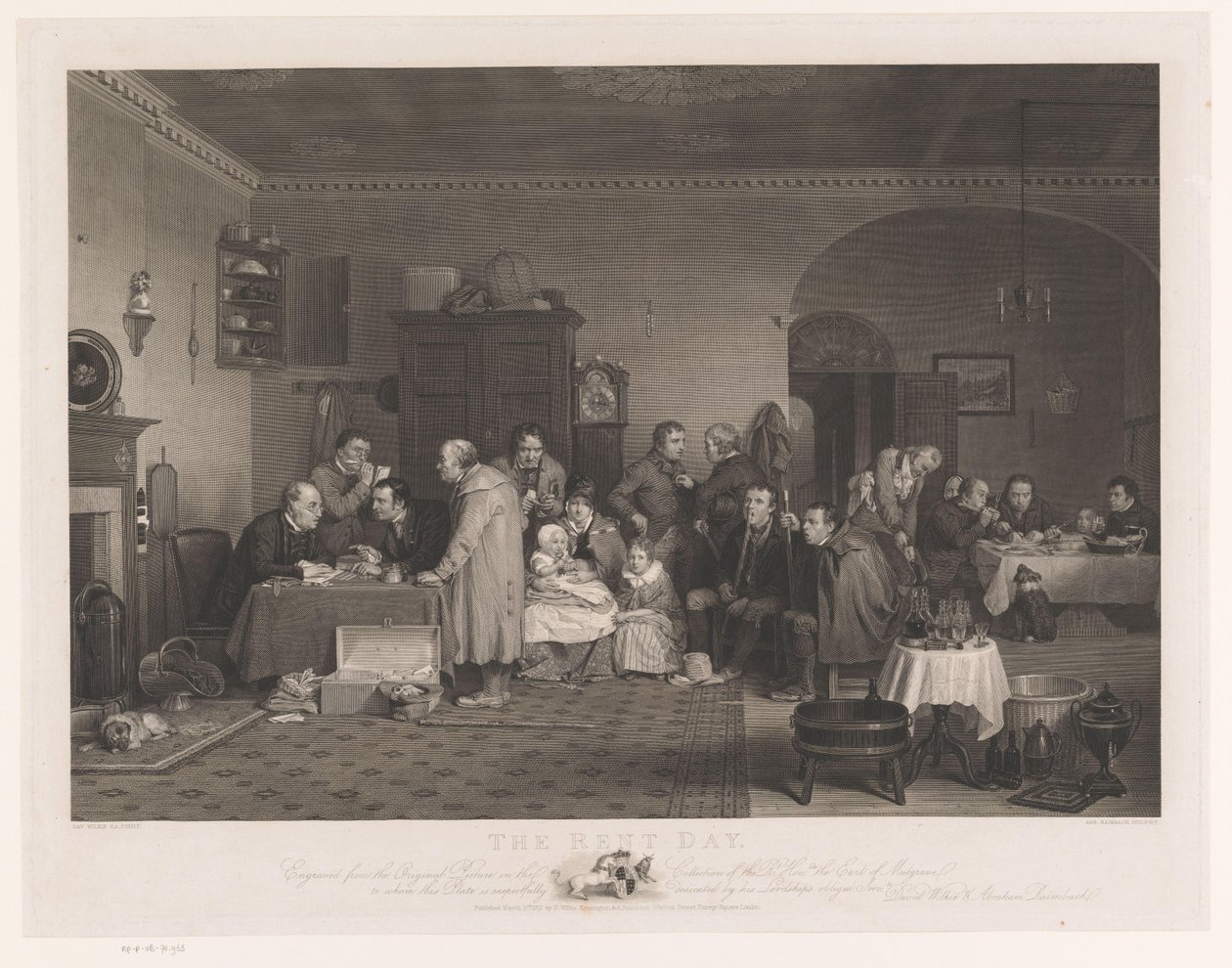 Interiér s firmou, která musí platit nájem The Rent Day (název na objektu) od Abraham Raimbach