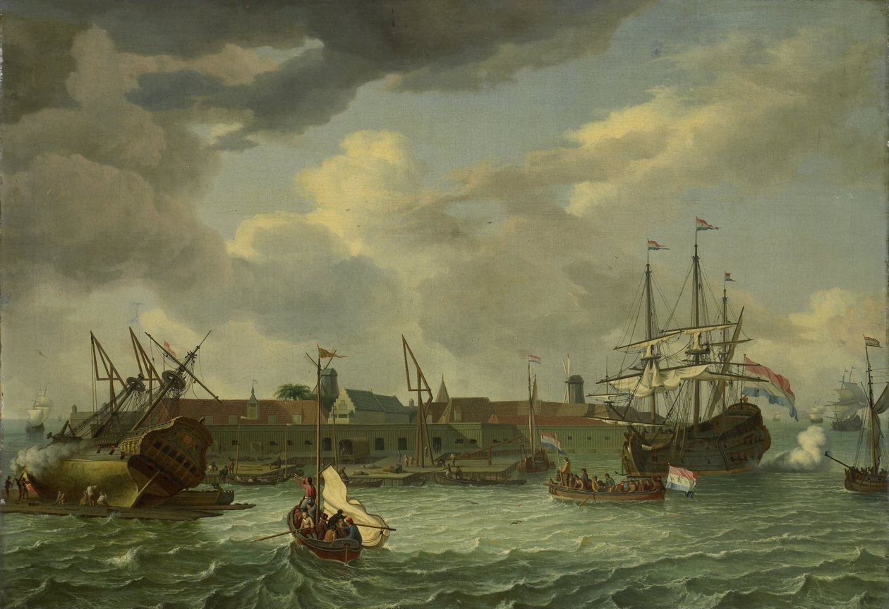 Ostrov Onrust poblíž Batavia (Jakarta) od Abraham Storck (manner of)