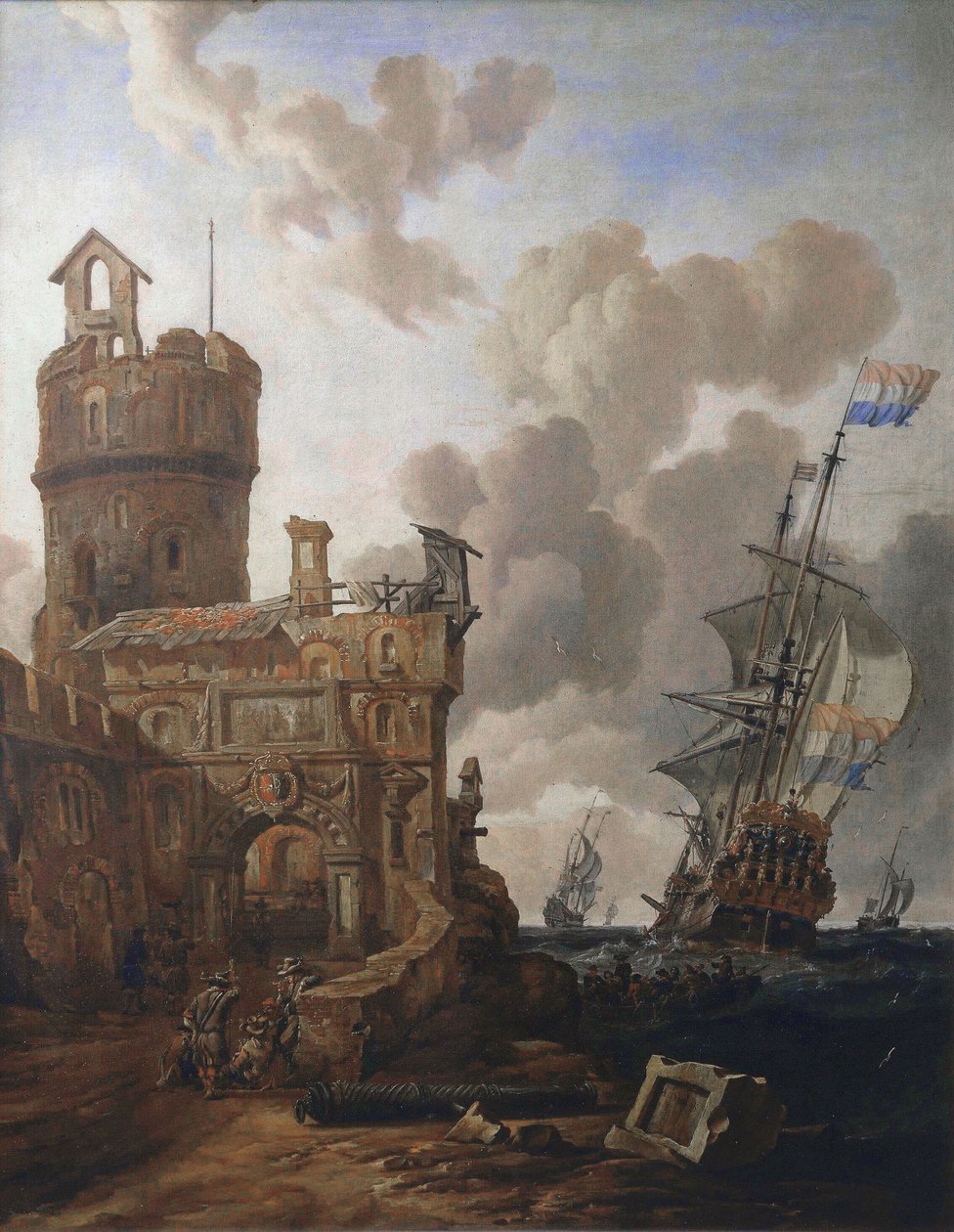 Holandská loď proplouvající kolem pevnosti od Abraham Storck