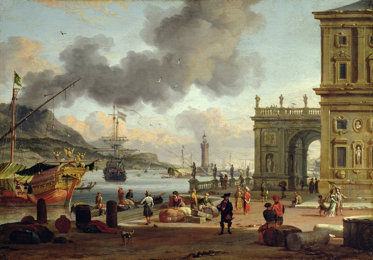 Středomořská přístavní scéna od Abraham Storck