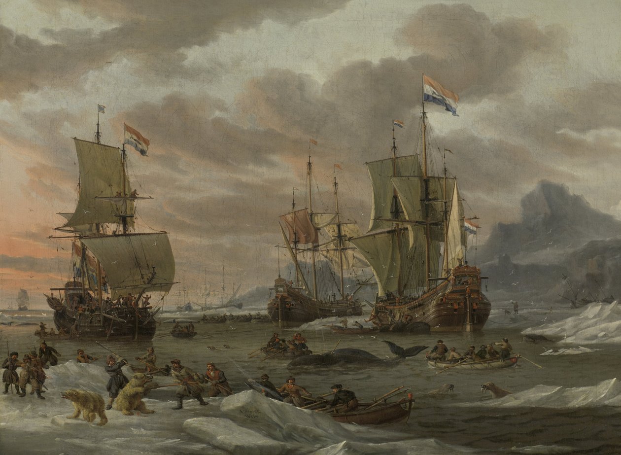 Velrybářská revíry v Severním ledovém oceánu od Abraham Storck