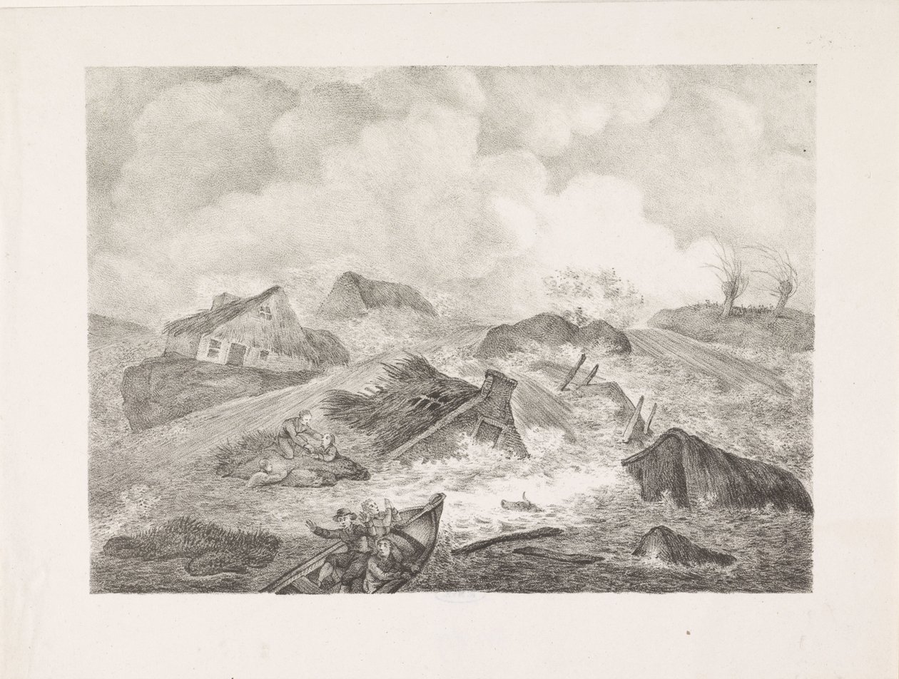 Průlom Kamperdijku, 1825 od Abraham Vinkeles